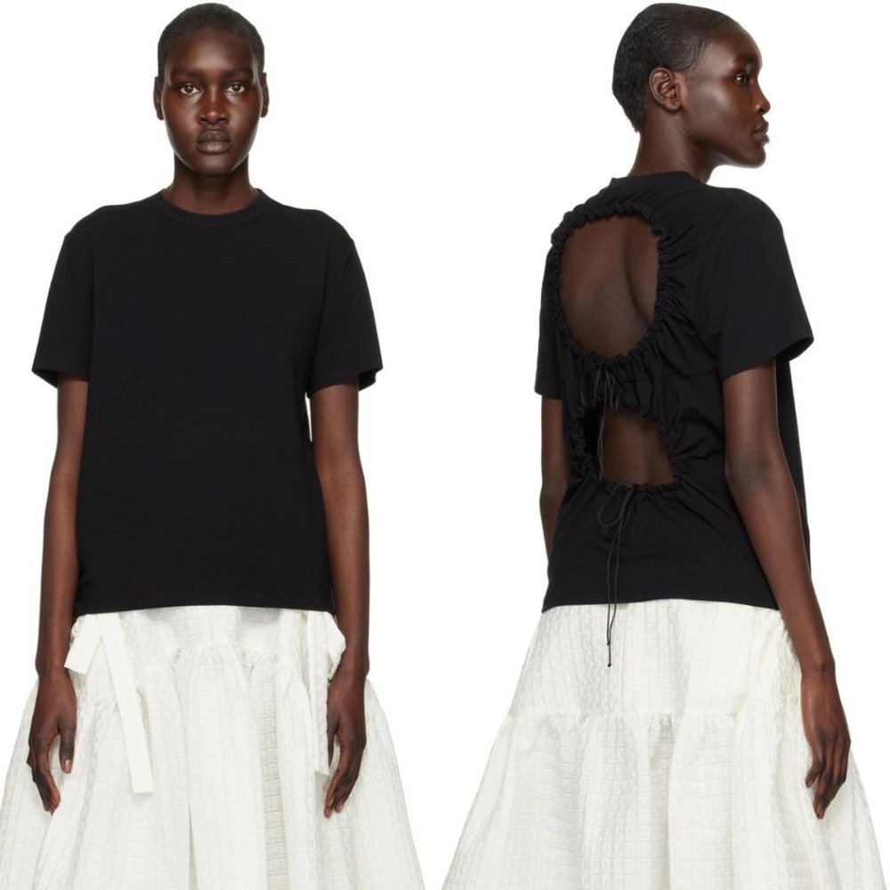 NWT CECILIE BAHNSEN Black Juno Cut Out T-Shirt